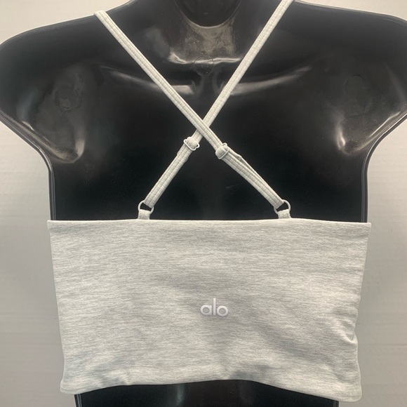 ALO YOGA | Alosoft Highlight Bra Size M Tank Athletic Color Heather Grey - Picture 7 of 12